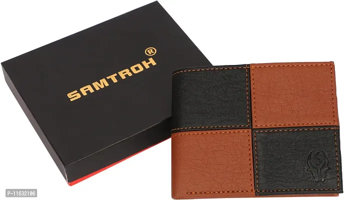 Designer Brown Artificial Leather Self Design Two Fold Wallet For Men-thumb3