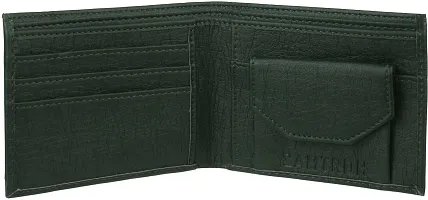 Designer Green Artificial Leather Self Design Two Fold Wallet For Men-thumb1