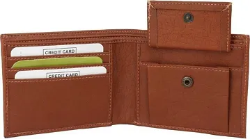 Designer Tan Artificial Leather Self Design Two Fold Wallet For Men-thumb3