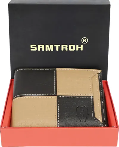 Designer Artificial Leather Self Design Two Fold Wallet For Men