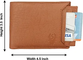 Designer Tan Artificial Leather Self Design Two Fold Wallet For Men-thumb3