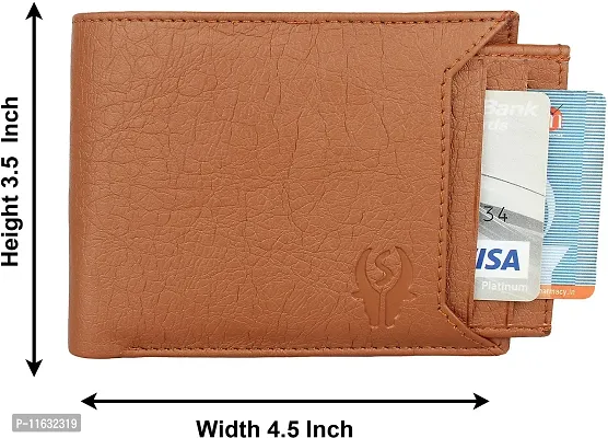 Designer Tan Artificial Leather Self Design Two Fold Wallet For Men-thumb4