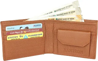 Designer Tan Artificial Leather Self Design Two Fold Wallet For Men-thumb3