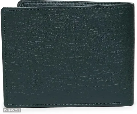 Designer Green PU Self Design Two Fold Wallet For Men-thumb3