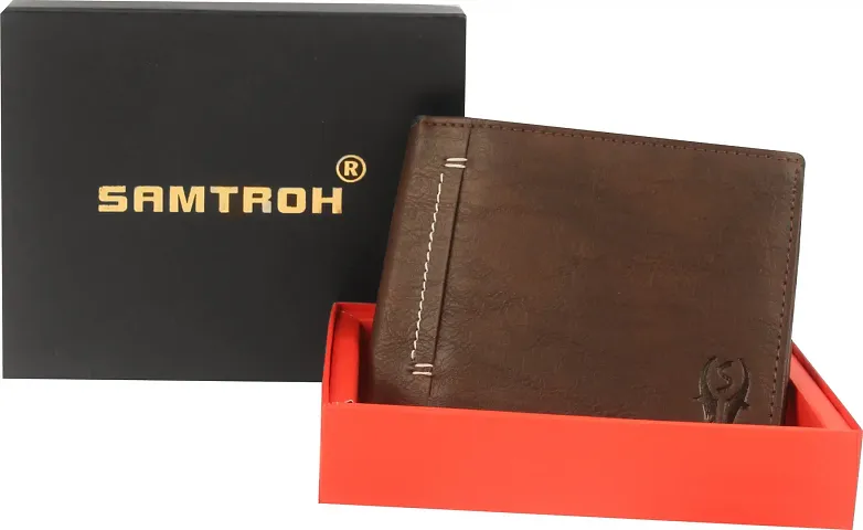 Designer Artificial Leather Self Design Two Fold Wallet For Men