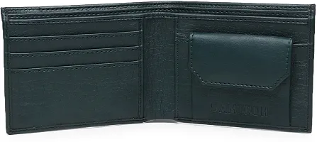 Designer Green PU Self Design Two Fold Wallet For Men-thumb1