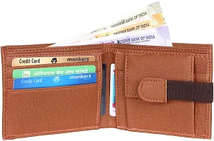 Designer Brown Artificial Leather Self Design Two Fold Wallet For Men-thumb2