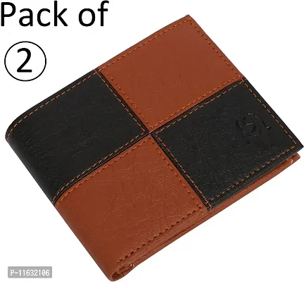 Designer Brown Artificial Leather Self Design Two Fold Wallet For Men