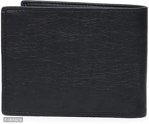 Designer Black PU Self Design Two Fold Wallet For Men-thumb3