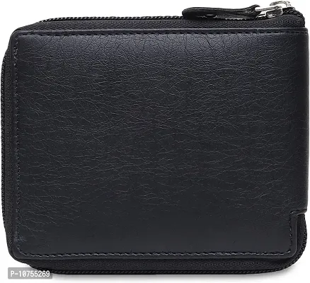 Designer Black PU Self Design Two Fold Wallet For Men-thumb4