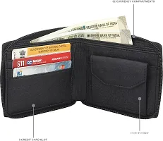 Designer Black Artificial Leather Self Design Two Fold Wallet For Men-thumb1