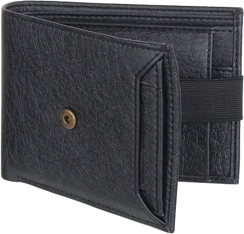 WILD EDGE Wallet for Men with Card Holder - Artificial Leather Wallet in Solid Design - Minimal Thin Pocket Wallet (Black)