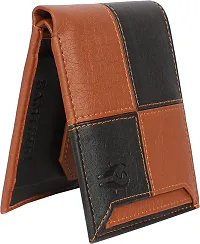 Designer Brown Artificial Leather Self Design Two Fold Wallet For Men-thumb1