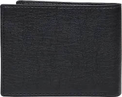 Designer Black PU Self Design Two Fold Wallet For Men-thumb2