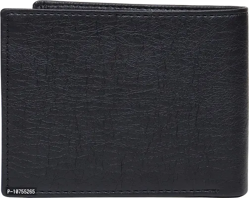 Designer Black PU Self Design Two Fold Wallet For Men-thumb3