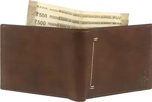 Designer Brown Artificial Leather Self Design Two Fold Wallet For Men-thumb2