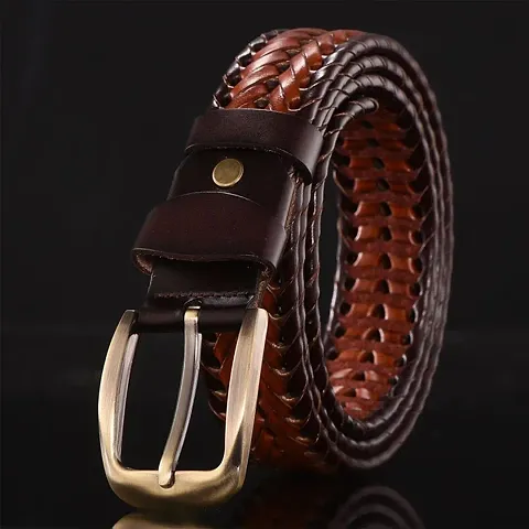 SAMTROH Men Casual Woven Design Artificial Leather Belt