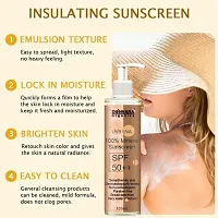 Natural  Mineral Sunscreen Cream UVB  UVA Protection with SPF 50++ 100ml, 24K Gold Face Serum 30ml  Natural Aloe Vera Gel 130ml - Combo of 3 Items-thumb1