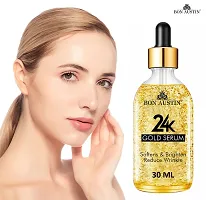 Bon Austin 24K Gold Face Serum, Pink Lip Serum, Eyebrow and Eyelash Growth Oil  Hair Growth Ginger Serum - Combo of 4 Items (Each, 30ML)-thumb1