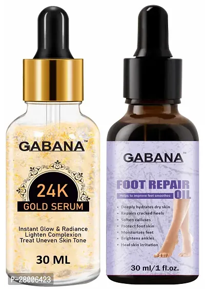 Gabana Face Glowing Serum  Foot Repair Oil (Each, 30ml) - Combo of 2 Items