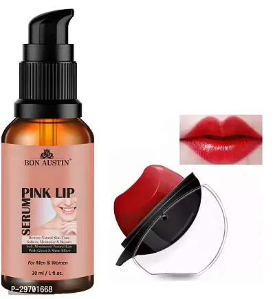 Bon Austin Pink Lip Serum and  Apple Shape Red Lipstick Combo