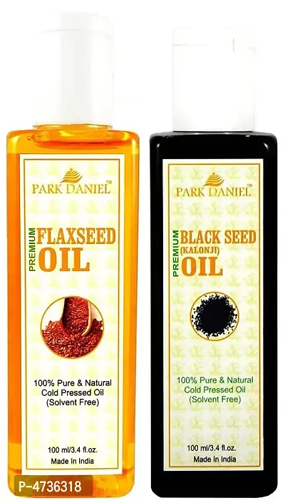 Park Daniel Organic Flaxseed Oil And Blackseed Oil - Natural  Undiluted Combo Of 2 Bottles Of 100 Ml (200Ml) (200 Ml)