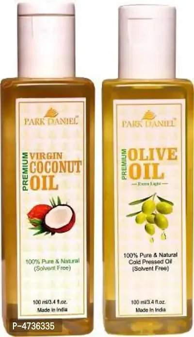 Park Daniel Premium Virgin Coconut Oil And Olive Oil Combo Pack Of 2 Bottles Of 100 Ml(200 ml)