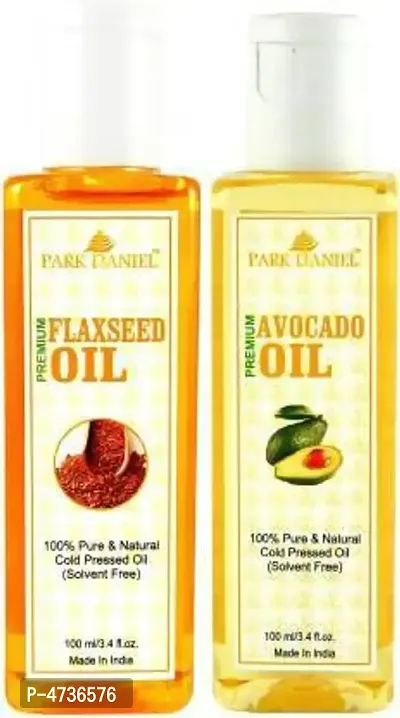 Park Daniel Organic Flaxseed Oil And Avocado Oil - Natural  Undiluted Combo Of 2 Bottles Of 100 Ml (200Ml)