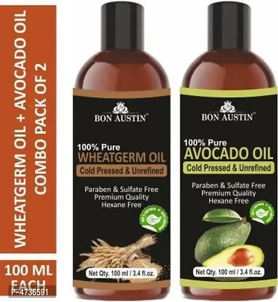Bon Austin 100% Pure  Natural Wheatgerm Oil  Avocado Oil Combo Pack Of 2 Bottles Of 100 Ml(200 ml)