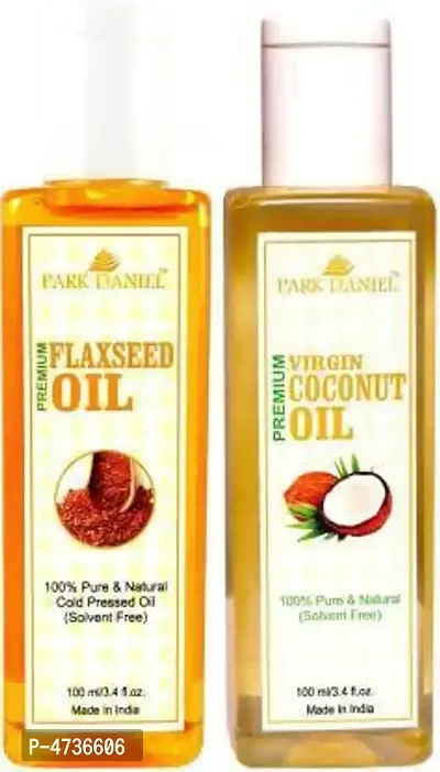 Park Daniel Premium Flaxseed Oil And Coconut Oil Combo Of 2 Bottles Of 100 Ml (200 ml)