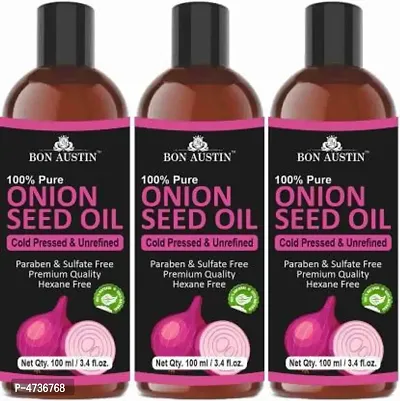 Bon Austin 100% Pure Organic Onion Seed Oil(100 Ml) 3 Bottles Hair Oil (300 Ml)