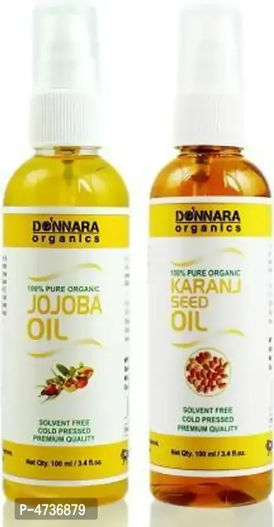 Donnara Organics 100% Pure Jojoba Oil And Karanj Oil Combo Of 2 Bottles Of 100 Ml(200 ml)
