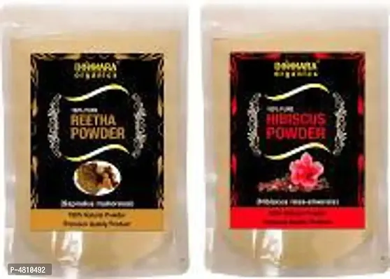 Organics Pure And Natural Reetha Powder And Hibiscus Powder  - Pack Of 2-thumb0