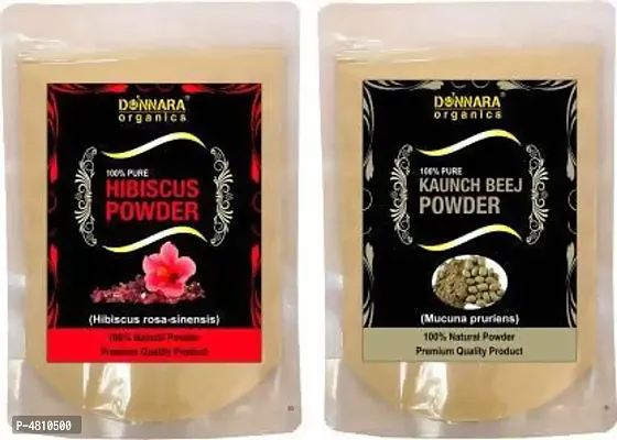 Organics Pure And Natural Hibiscus Powder And Kaunch Beej Powder  - Pack Of 2