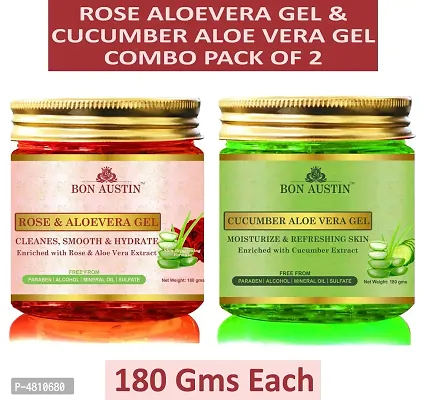Rose Aloe Vera Gel And Cucumber Aloe Vera Face Gel- Pack Of 2-thumb0