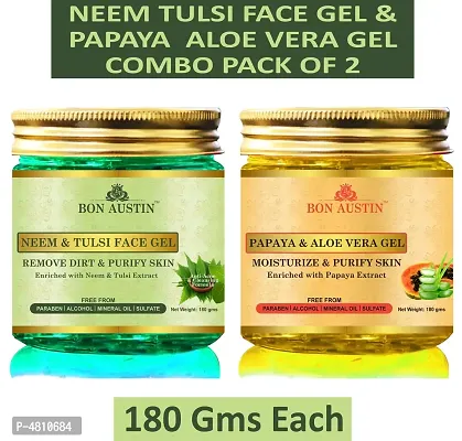 Neem Tulsi Face Gel And Papaya Aloe Vera Gel- Pack Of 2