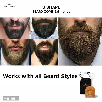 Park Daniel Wooden U Shaped Beard Comb 2.5 Inches Pack of 2 Pcs.-thumb3