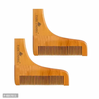 Park Daniel Wooden L Shaped Beard Comb Combo Pack Of 2-thumb0