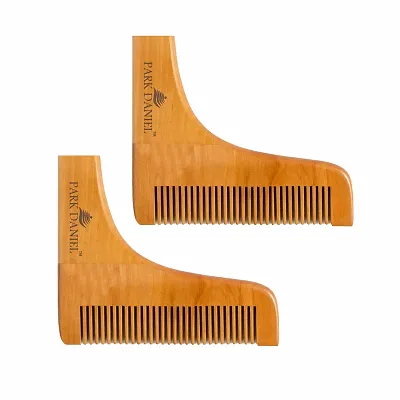 Park Daniel Wooden L Shaped Beard Comb Combo Pack Of 2