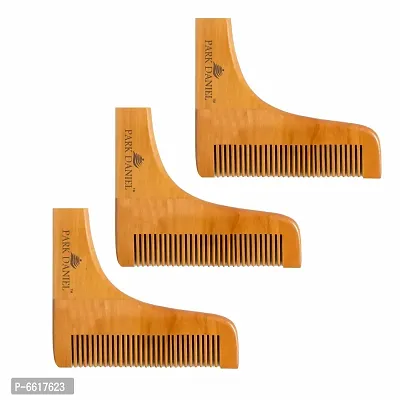 Park Daniel Wooden L Shaped Beard Comb Combo Pack Of 3-thumb0