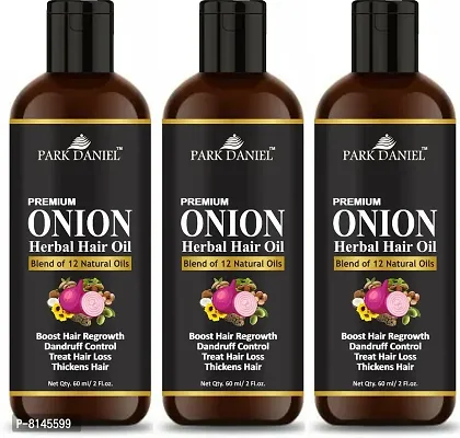 Park Daniel Onion Herbal Hair Oil- 3 Bottle 60 Ml - 180 Ml