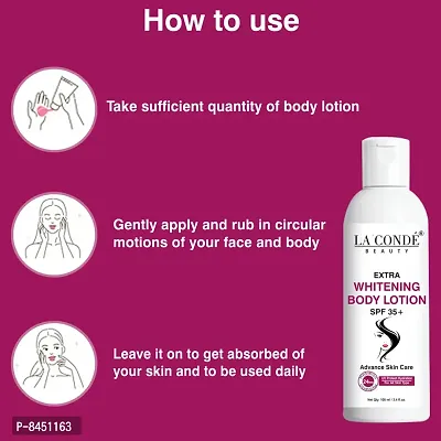 LaConde Skin Whitening SPF 35+ Sunscreen Lotion For Norishment Moisturiser of Dry Skin Pack of 1 of 100 ML-thumb3