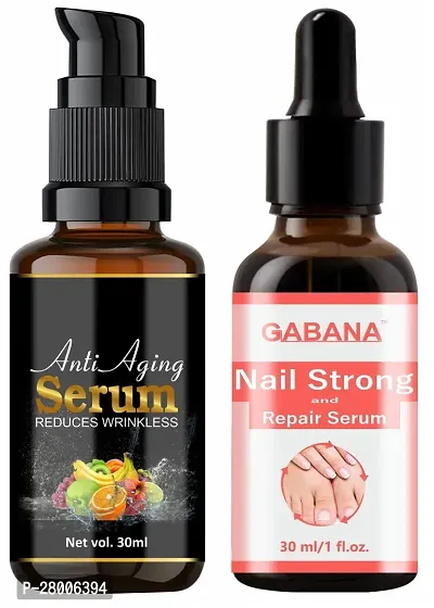 Gabana Anti Ageing Serum (Reduce Wrinkles)   Nail Strong and Repai Serum (Each, 30ml) - Combo of 2 Items