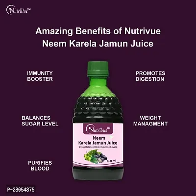 Nutrivue Neem Karela Jamun Juice for healthy Hair  Skin With Natural Ingredients (400ml) Pack of 4-thumb3