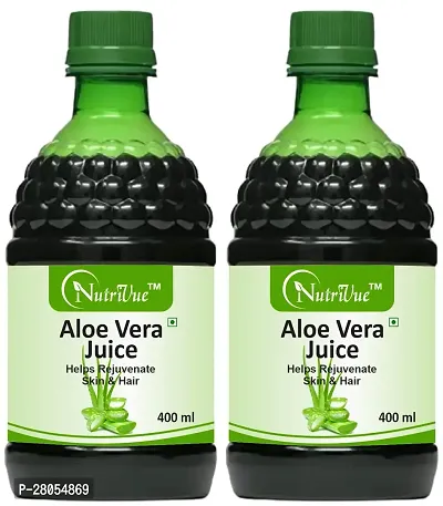 Nutrivue Aloe vera Juice for Rejuvenate Skin and Hair| 100% Natural - (400ml) Pack of 2