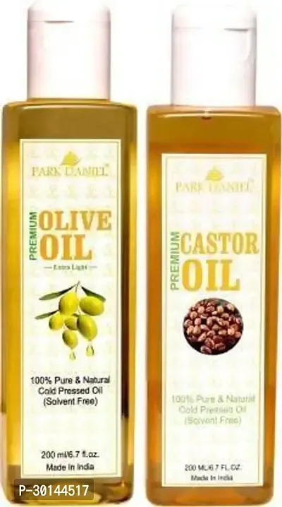 Premium Extra Light Olive Oil and Cold pressed Castor oil -Pack Of 2-thumb0