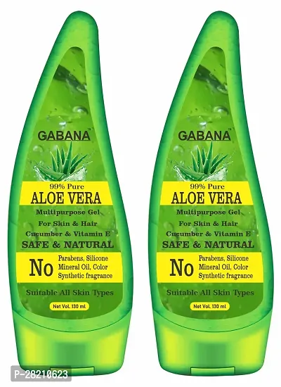 Gabana Multipurpose Aloe Vera Beauty Gel for Skin Nourishment  130ML Pack Of 2