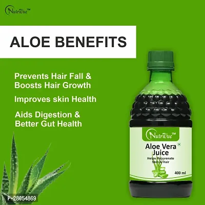 Nutrivue Aloe vera Juice for Rejuvenate Skin and Hair| 100% Natural - (400ml) Pack of 2-thumb3