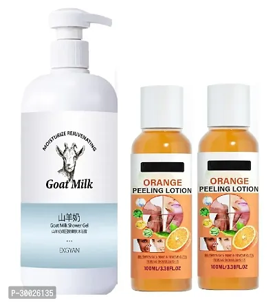 Goat Milk Body Wash And  Orange Peeling Lotion Pack Of 3