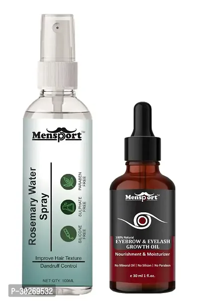 Mensport Rosemary Water | Hair Spray For Hair Regrowth 100ml  Eyebrow And Eyelash Growth Oil 30ml - Set of 2 Items